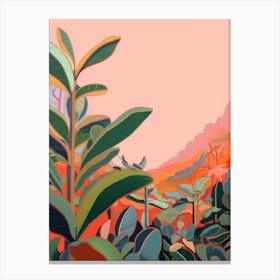 Boho Plant Painting Rubber Tree Ficus 3 Canvas Print