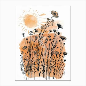 Watercolor Drawing Of Wild Flowers Canvas Print