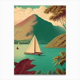 Lake Atitlán Guatemala Vintage Sketch Tropical Destination Canvas Print