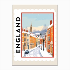 Retro Winter Stamp Poster Richmond England 4 Canvas Print