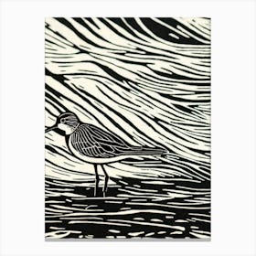 Dunlin 2 Linocut Bird Canvas Print