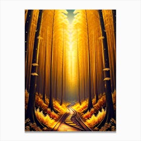 Golden Path In The Forest Canvas Print