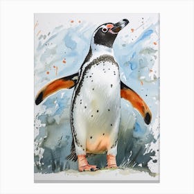 Humboldt Penguin Fernandina Island Watercolour Painting 1 Canvas Print