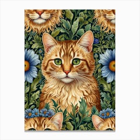 William Morris Orange Tabby Cats Canvas Print