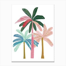 Colourful Palms Summer Illustration Canvas Print