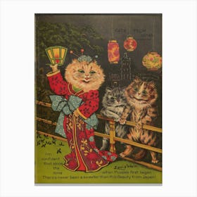 Cat Beauty From Japan, Louis Wain Canvas Print