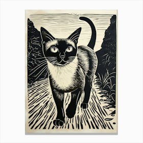Siamese Cat Relief Illustration 1 Canvas Print