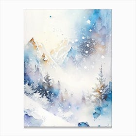 Snowflakes In The Mountains, Snowflakes, Storybook Watercolours 3 Canvas Print