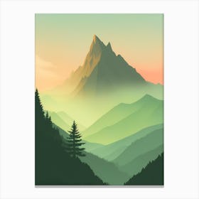 Misty Mountains Vertical Composition In Green Tone 81 Canvas Print