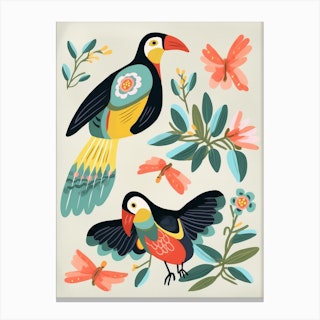 Folk Style Bird Painting Toucan 1 Art Print by Feathered Muse - Fy