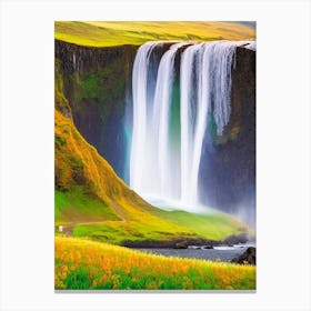 Skógafoss, Iceland Majestic, Beautiful & Classic (3) Canvas Print