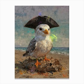 Seagull With Pirate Hat Canvas Print