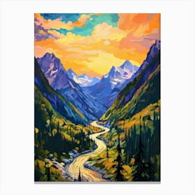 North Cascades National Park Retro Pop Art 2 Canvas Print