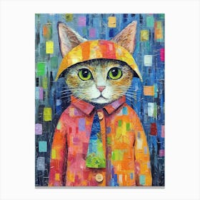 Meowdeling Masterpiece; Cat Chic On Canvas Canvas Print