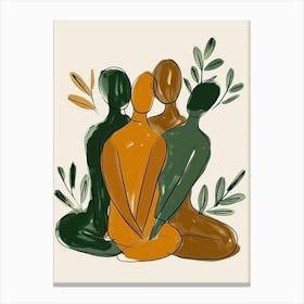 Three People In Meditation Canvas Print