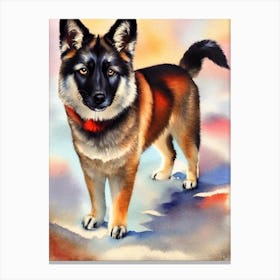 Norwegian Elkhound 2 Watercolour dog Canvas Print