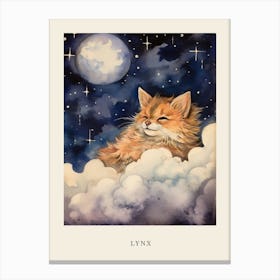 Baby Lynx 2 Sleeping In The Clouds Nursery Poster Canvas Print