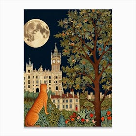 William Morris Cat In The Moonlight 39 Canvas Print