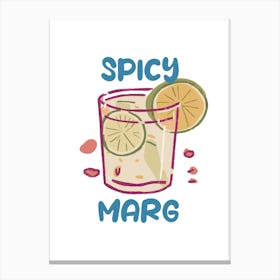 Spicy Marg Margarita White Cocktail Wall Art Drinks Print Pink And Green Colourful Fun Bar Canvas Print