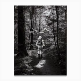 Astronaut In The Woods Black And White Photo Canvas Print