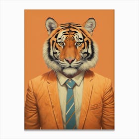 Tiger Illustrations Wearing A Business Suite 3 Canvas Print