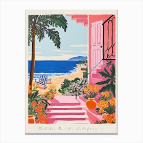 Poster Of Malibu Beach, California, Matisse And Rousseau Style 1 Canvas Print