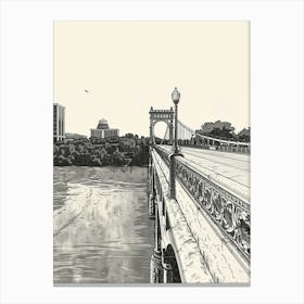 Duotone Illustration Congress Avenue Bridge Austin Texas 4 Canvas Print