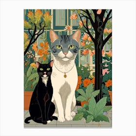 Two Cats In The Garden 1 Canvas Print