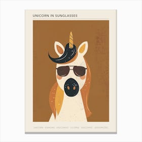 Storybook Style Unicorn With Sunglasses Muted Pastels 3 Poster Canvas Print