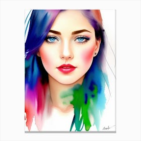 Girl With Colorful Hair 1 Canvas Print