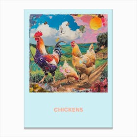Chickens Poster Collage 1 Canvas Print