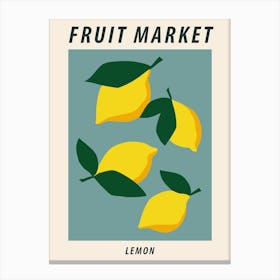 Fruit market, Lemons, Retro food art Canvas Print