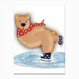 Skating Bear,iceskating,funny,cute bear,kids,nursery,bear print Canvas Print