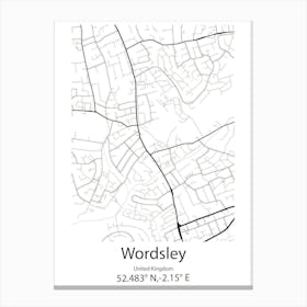 Wordsley,United Kingdom Minimalist Map Canvas Print