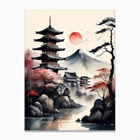 Japanese Landscape Watercolor Painting (61) Canvas Print