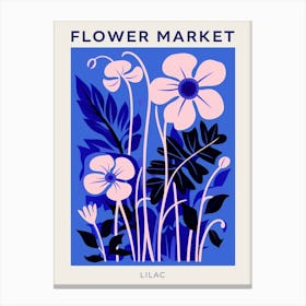 Blue Flower Market Poster Lilac 1 Canvas Print