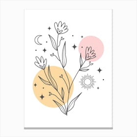 Flowers And Stars Kids and Nursery Canvas Print