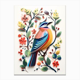Scandinavian Bird Illustration Cedar Waxwing 2 Canvas Print