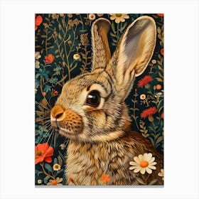 Rabbit In Flowers Inspired by William Morris 1 Canvas Print