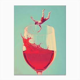 Man Falling Out Of A Wine Glass Canvas Print