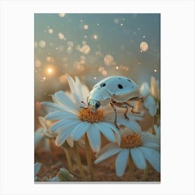 Ladybug On Daisies Canvas Print
