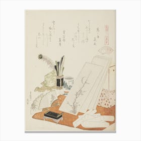 The Studio, Illustration For The White Shell (Shiragai), Katsushika Hokusai Canvas Print