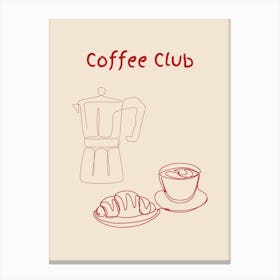 Coffee Club Poster Red Canvas Print