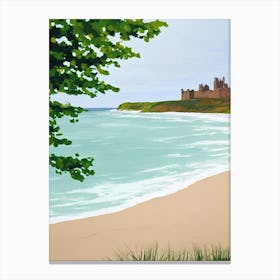 Bamburgh Beach, Northumberland Contemporary Illustration 1  Canvas Print