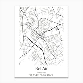 Bel Air South,United States Minimalist Map 1 Canvas Print