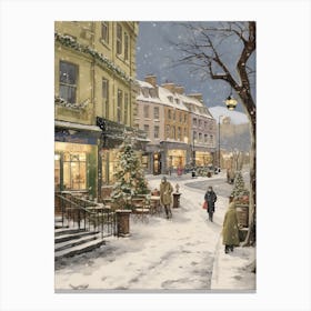 Vintage Winter Illustration Nottingham United Kingdom 1 Canvas Print