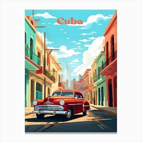 Cuba Havana Modern Travel Illustration Canvas Print
