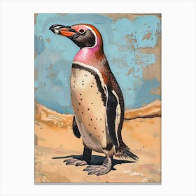 Galapagos Penguin King George Island Colour Block Painting 1 Canvas Print