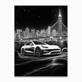 Tesla Model S City Line Drawing 1 Canvas Print