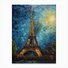 Eiffel Tower Paris France Vincent Van Gogh Style 24 Canvas Print